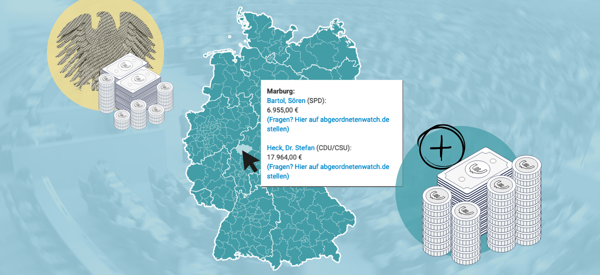 Auf einer interaktiven Deutschlandkarte lassen sich die Nebeneinkünfte der Abgeordneten 2024 ablesen