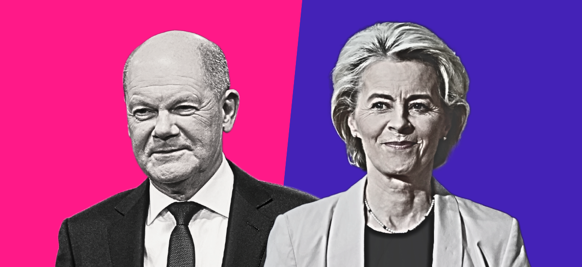 Olaf Scholz und Ursula von der Leyen in einer Fotomontage