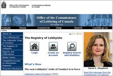 Screenshot Lobbyregister Kanada