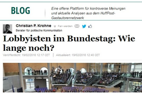 Screenshot Lobbyisten-Gastartikel in HuffPo Deutschland