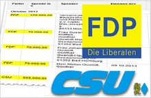 Screenshot Parteispenden an CSU und FDP