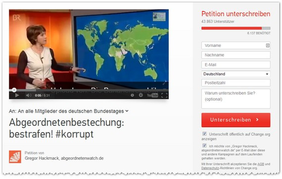 Screenshot Petitionsseite