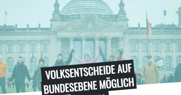 Screenshot der Webseite von Abstimmung21, auf dem Foto sind engagierte Menschen vor dem Bundestag zu sehen
